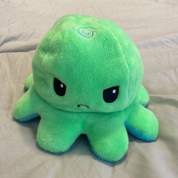 TeeTurtle Reversible Octopus Plushie (Teal and Lime Green) - Picture 2 of 2